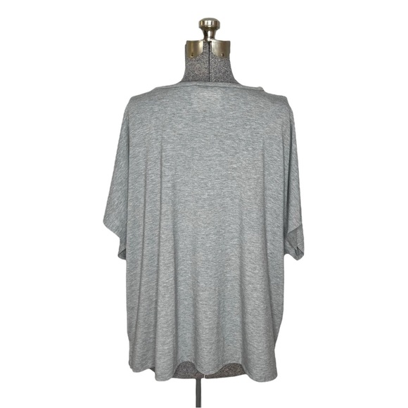 Lands’ End Heather Gray V Neck Rayon Blend Slouchy Short Sleeve Blouse - Picture 6 of 12